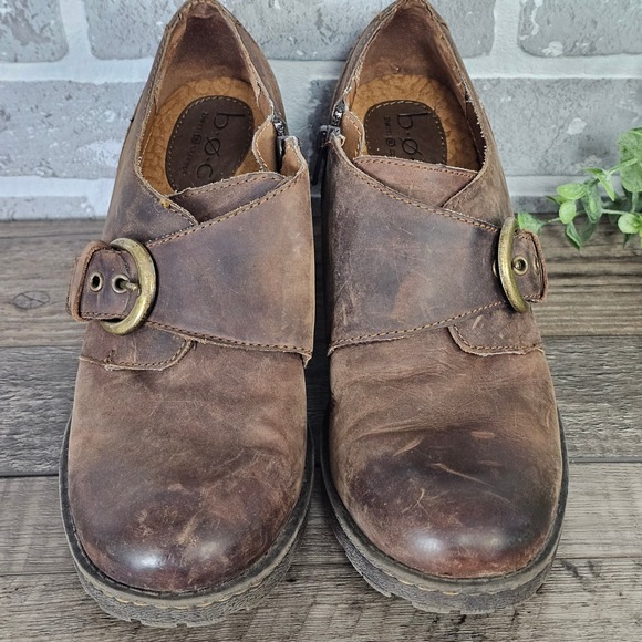 b.o.c Brown Leather Mary Jane Heels EU 41 Womens 9.5 Chunky Y2K 90s Shooties - Picture 4 of 9